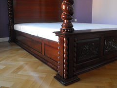 Solid Wood Baldachin Bed with Spiral Columns