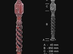 Спиральный опорный столб с резным орнаментом на основании и на опорной части